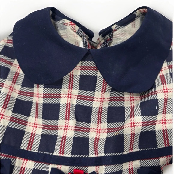 Plaid Navy and Red Little Girl Formal Dress - Picture 5 of 10